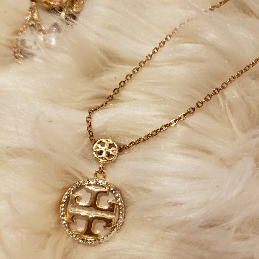 Tory Burch Gold & White Necklace Pendant